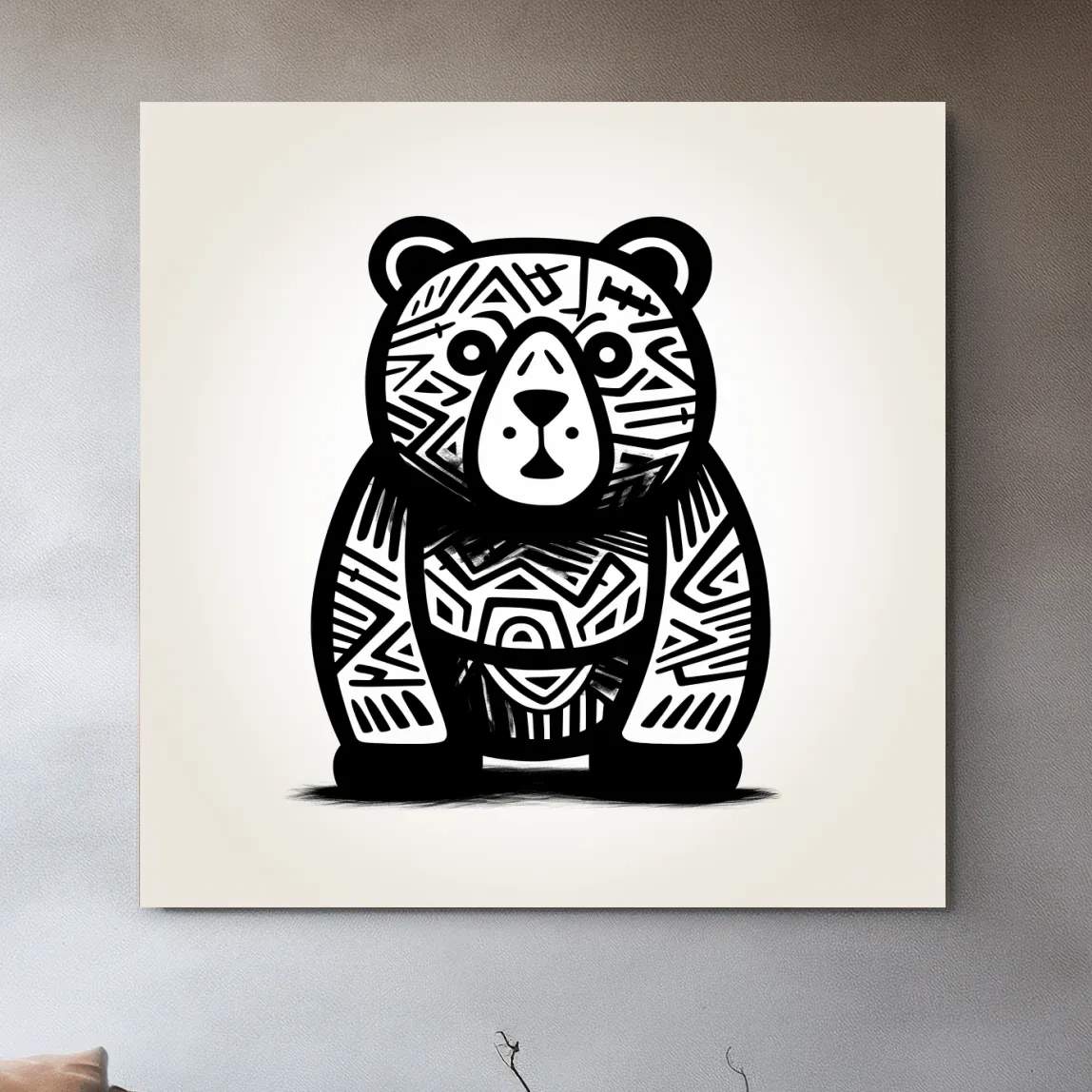 A cartoon bear, quirky doodle art illustration