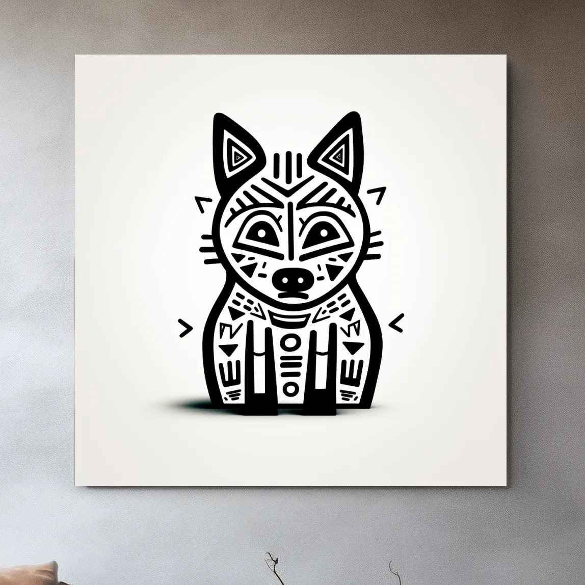 Outline of a cartoon fox, quirky doodle art