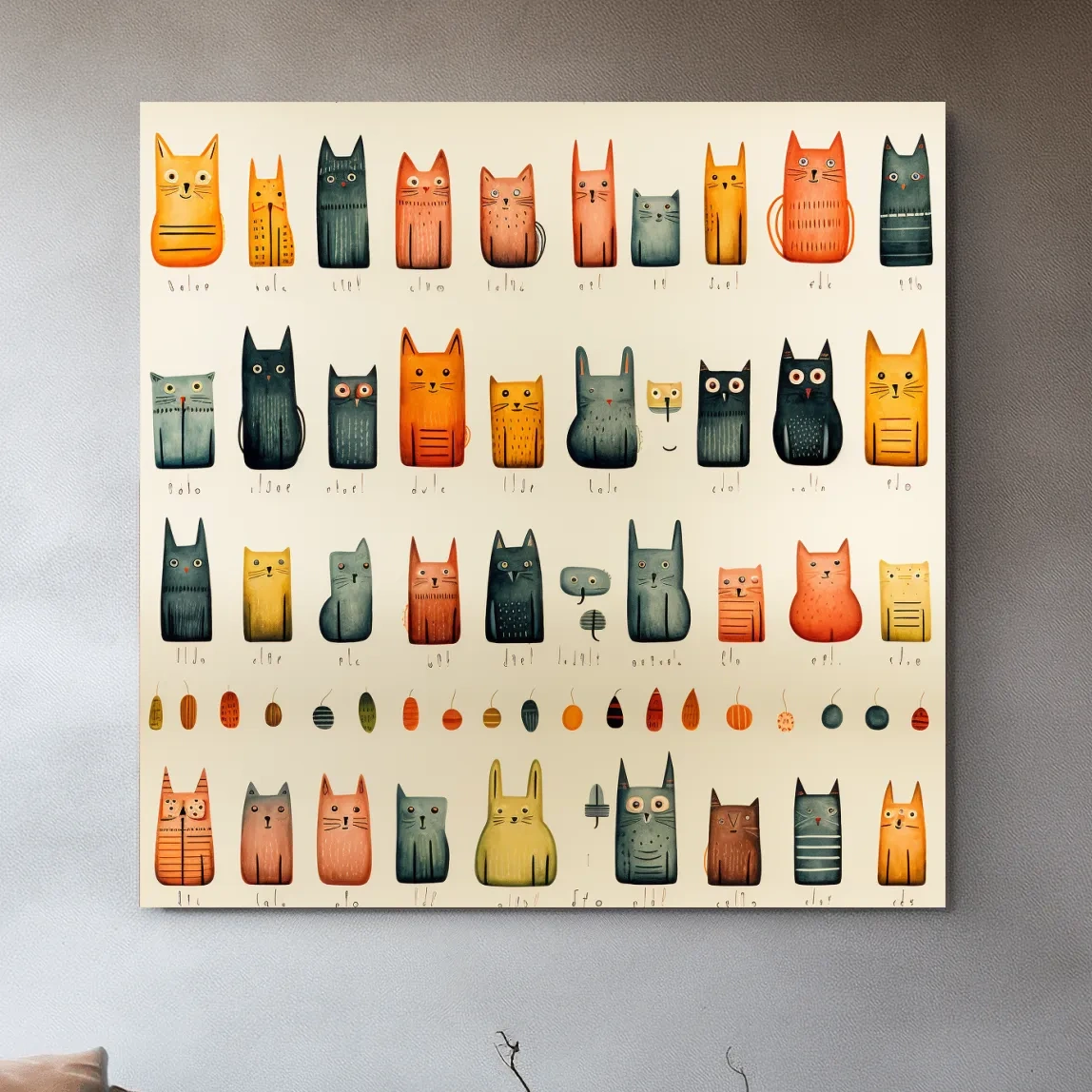 Quirky cats illustration artwork print
