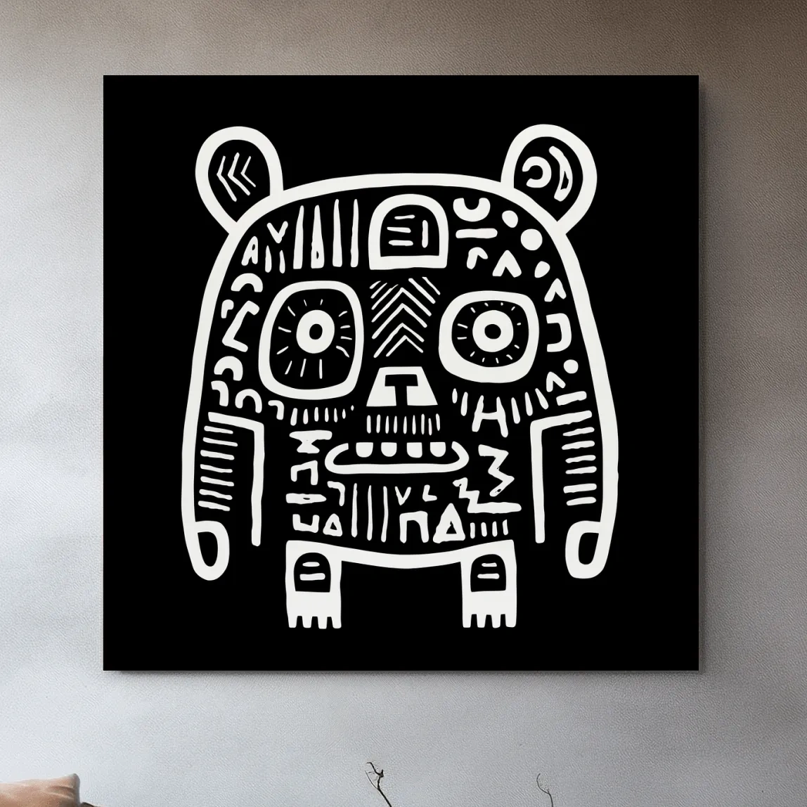 Bear artwork, quirky doodle style illustration