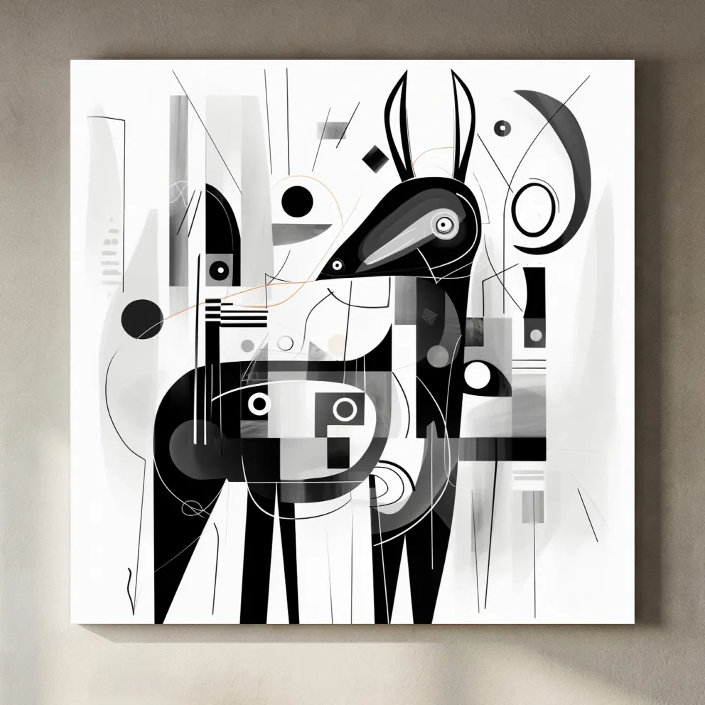 Abstract Geometric Deer Illustration - Mid Century Animal Wall Art