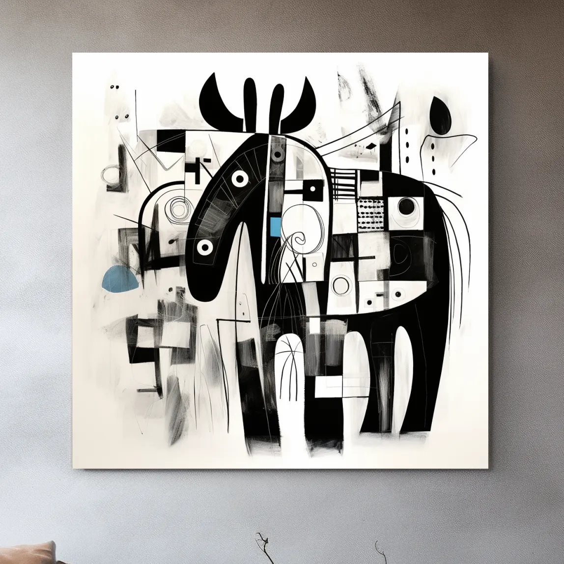 Mid-century abstract style painting of a moose