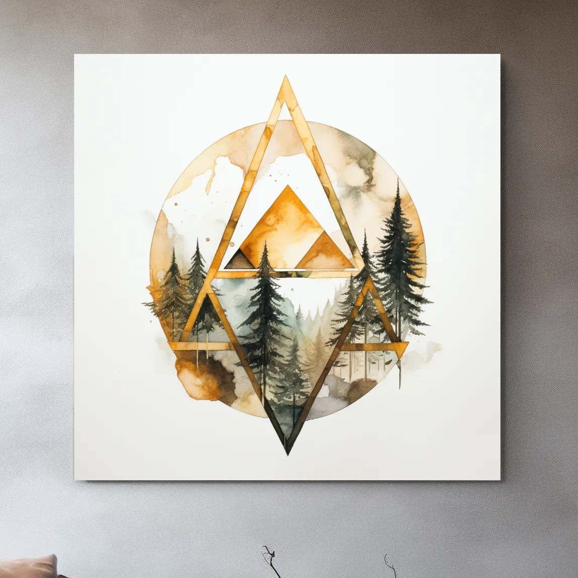 Rustic elegant abstract golden forest art