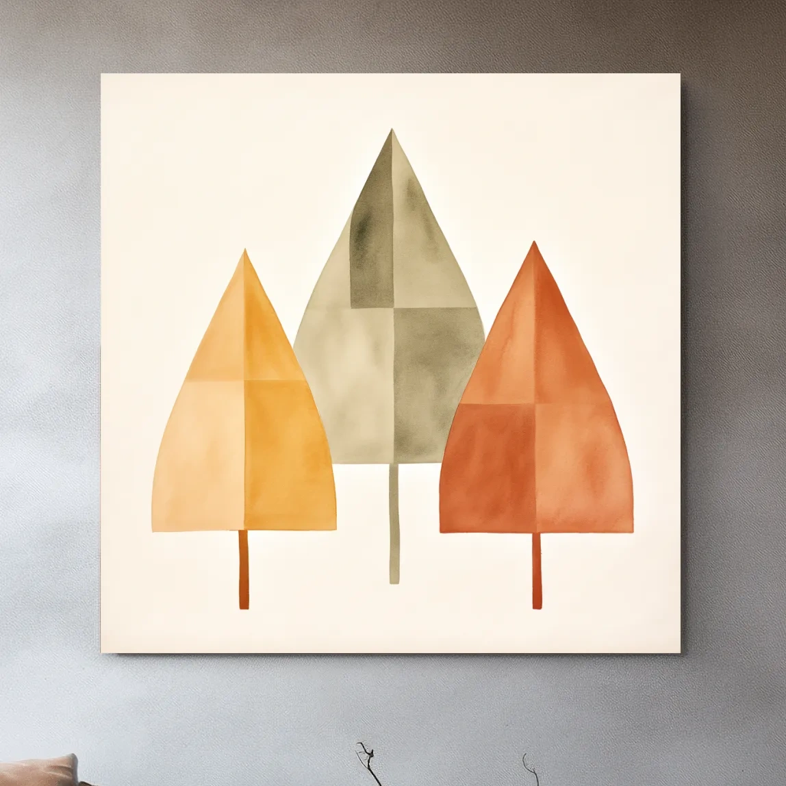 Minimal boho art, rustic trees
