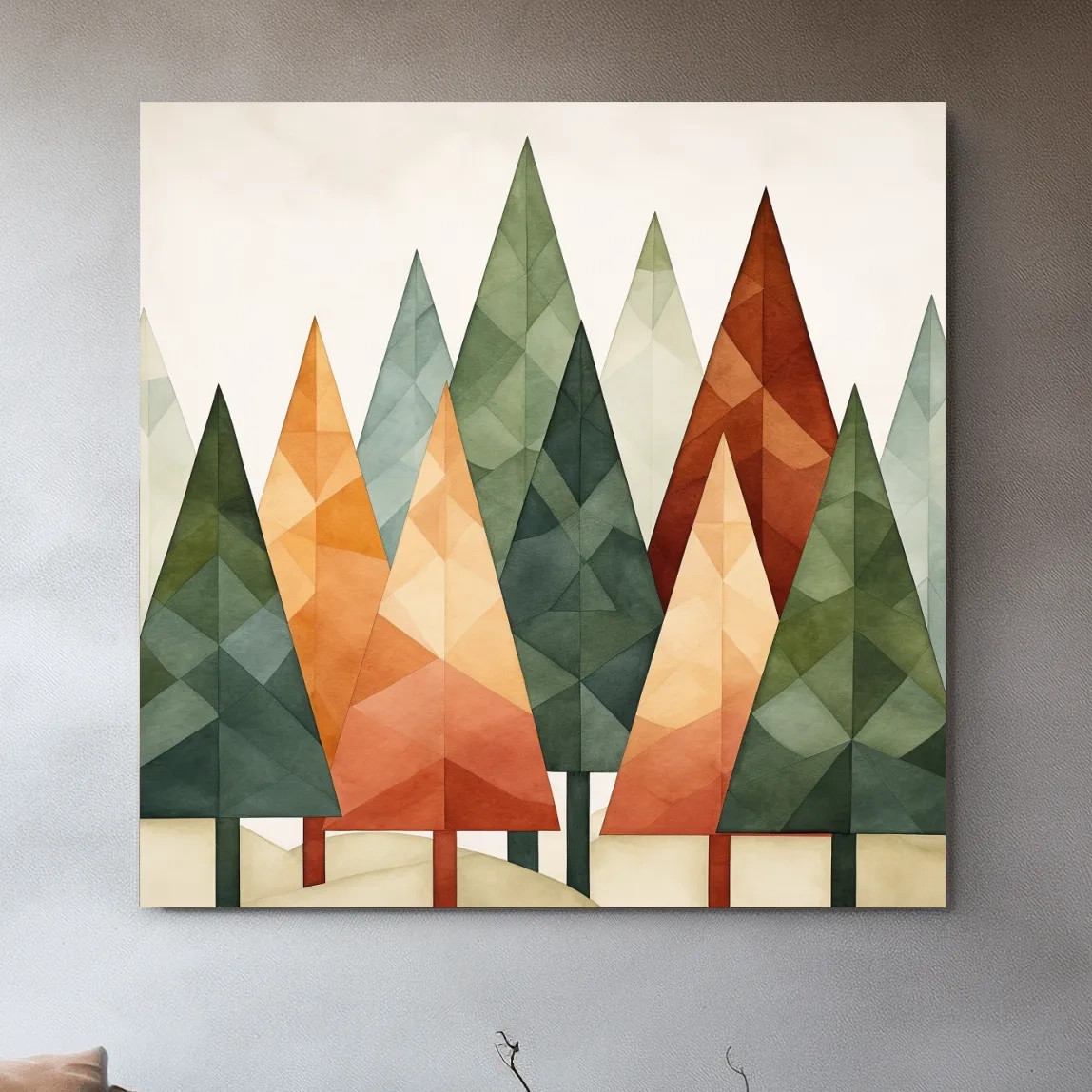 Rustic minimal forest art illustration