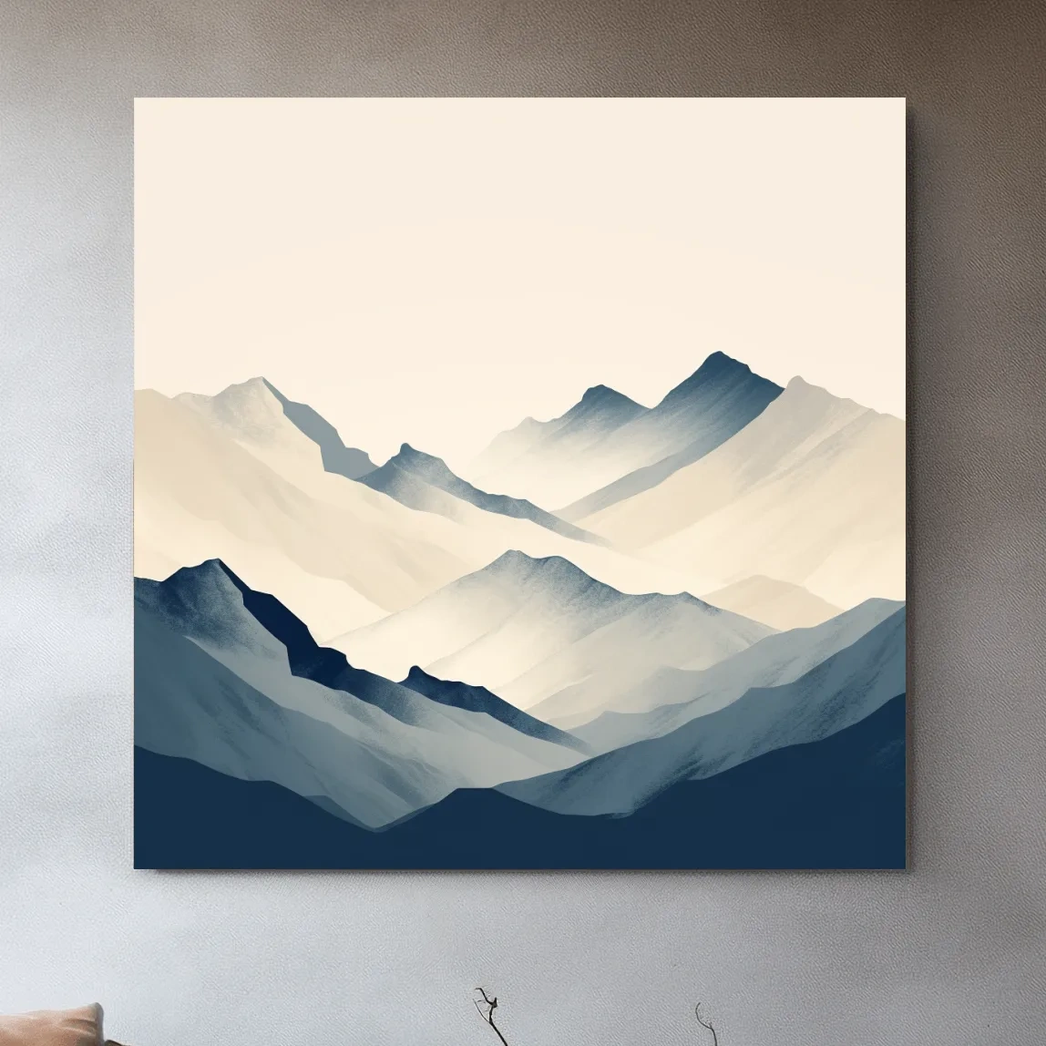 Rustic mountain artwork, minimal mountain shapes