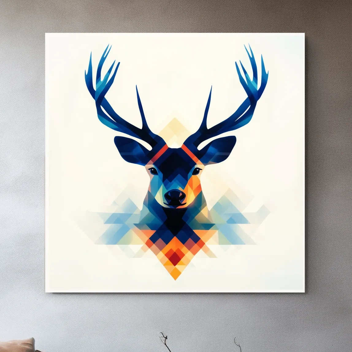 Colorful deer head illustration print wall art