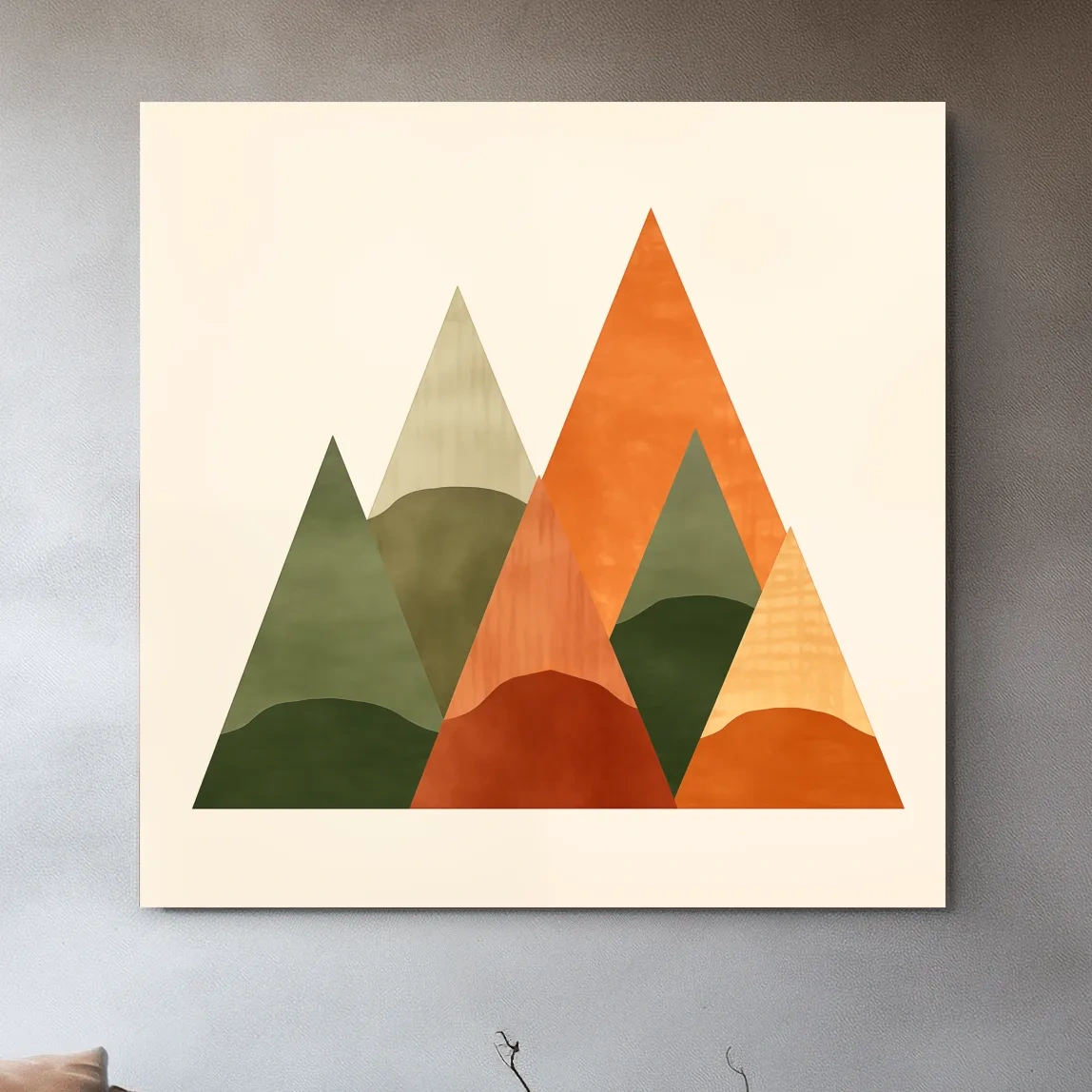 Rustic boho geometic mountain art illustration
