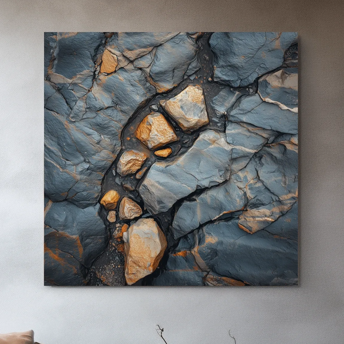 Natural rock and stone artwork, natural elements textured rustic wall art
