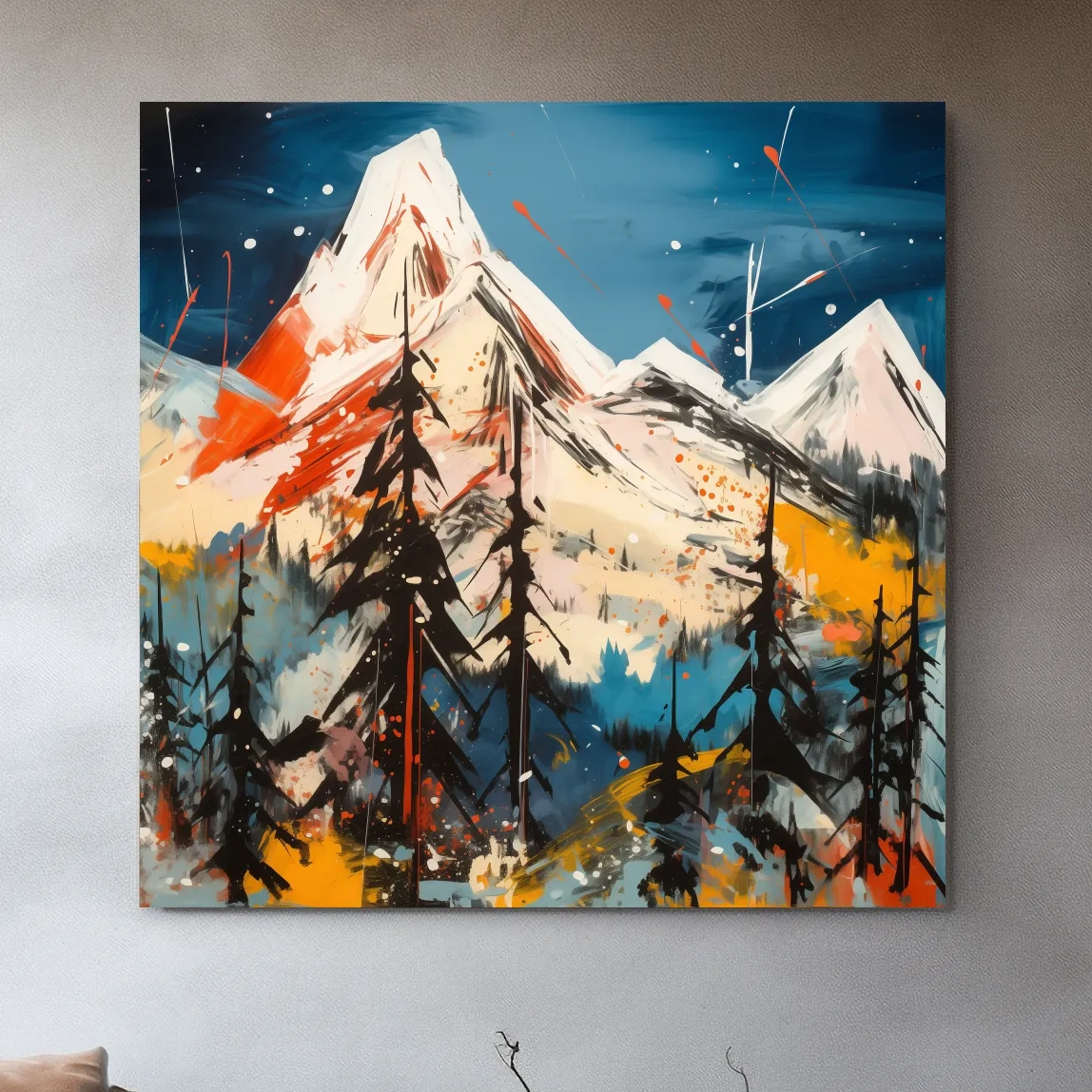 Vibrant Abstract Alpine Mountain Peaks - Bold Contemporary Painting Wall Art