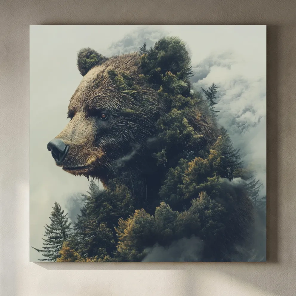 Surreal Grizzly Bear Forest - Wildlife Nature Wall Art