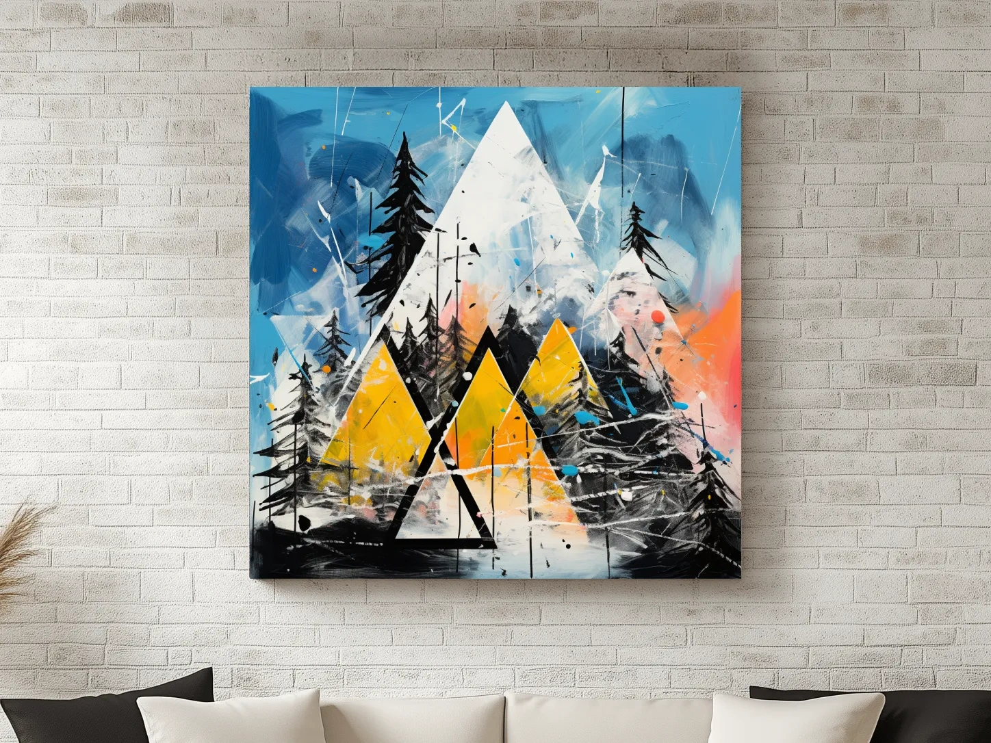 Abstract Geometric Mountain Peaks - Vibrant Colorful Forest Wall Art