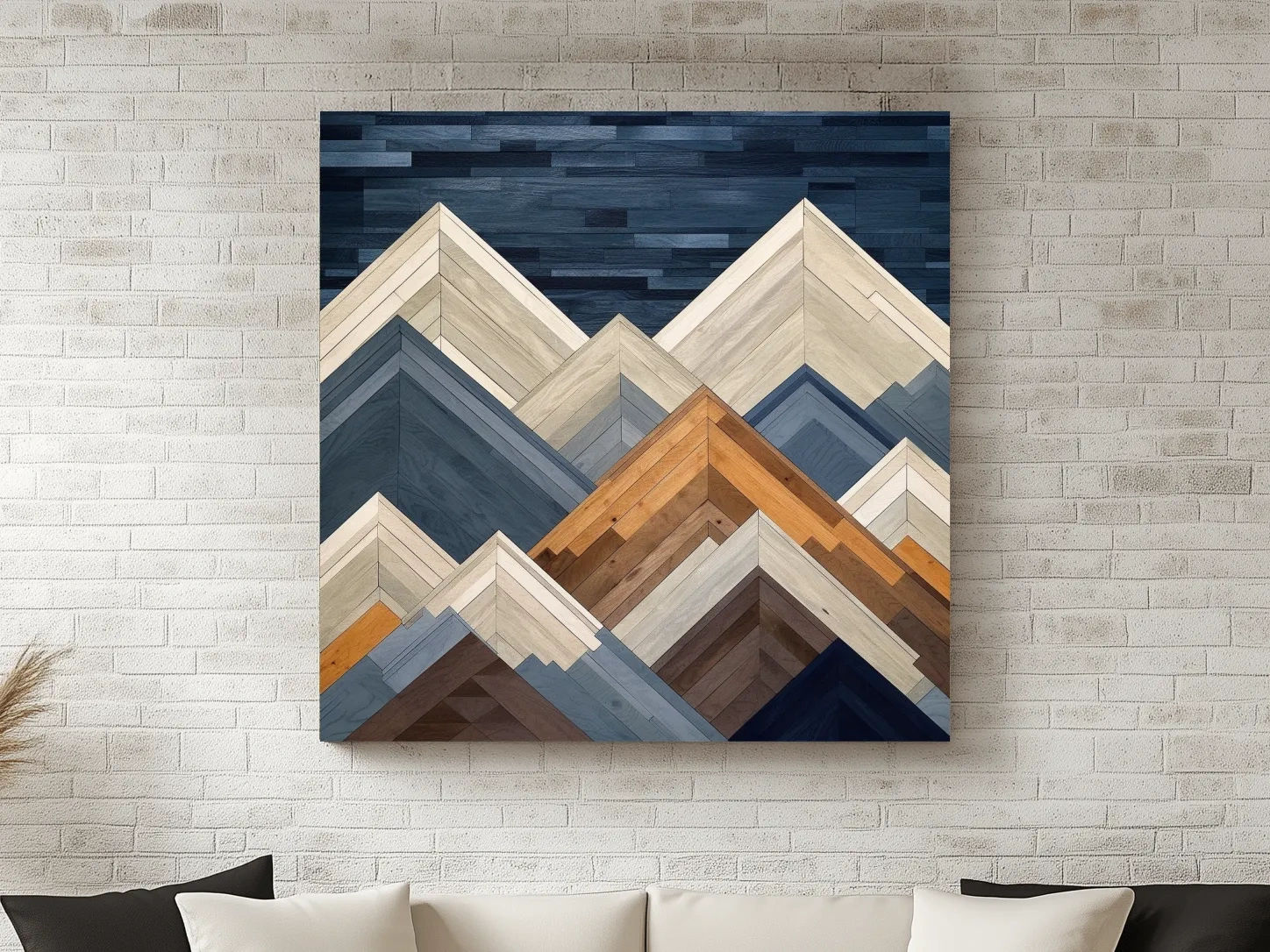 Geometric Wooden Mountain Peaks - Modern Abstract Landscape Wall Art