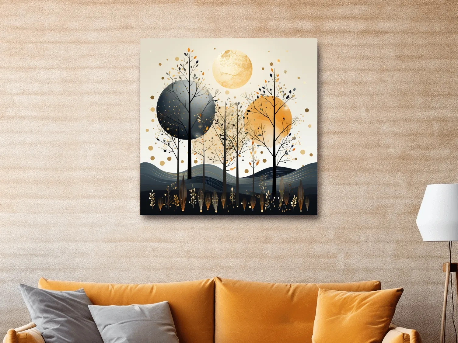 Chic Boho Tree Forest Landscape - Surreal Modern Wall Art