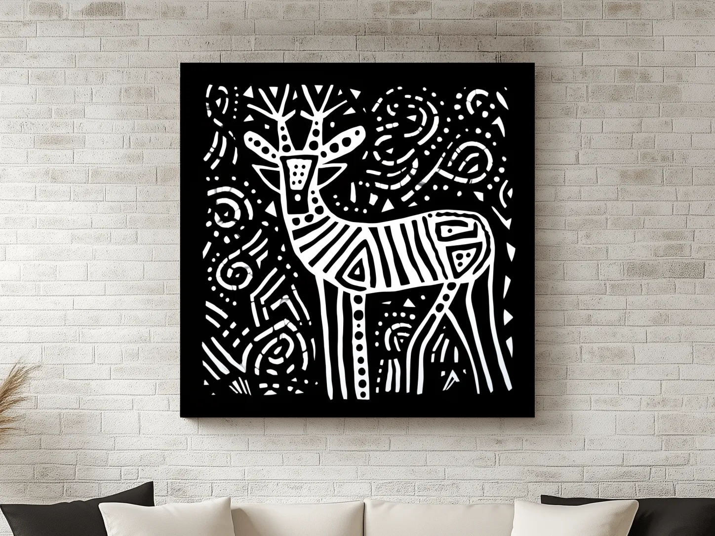 Simple tribal style doodle illustration of a deer