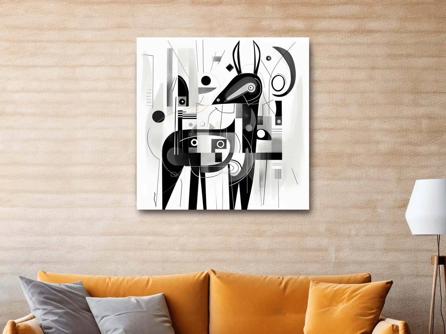 Abstract geometric painting of a deer