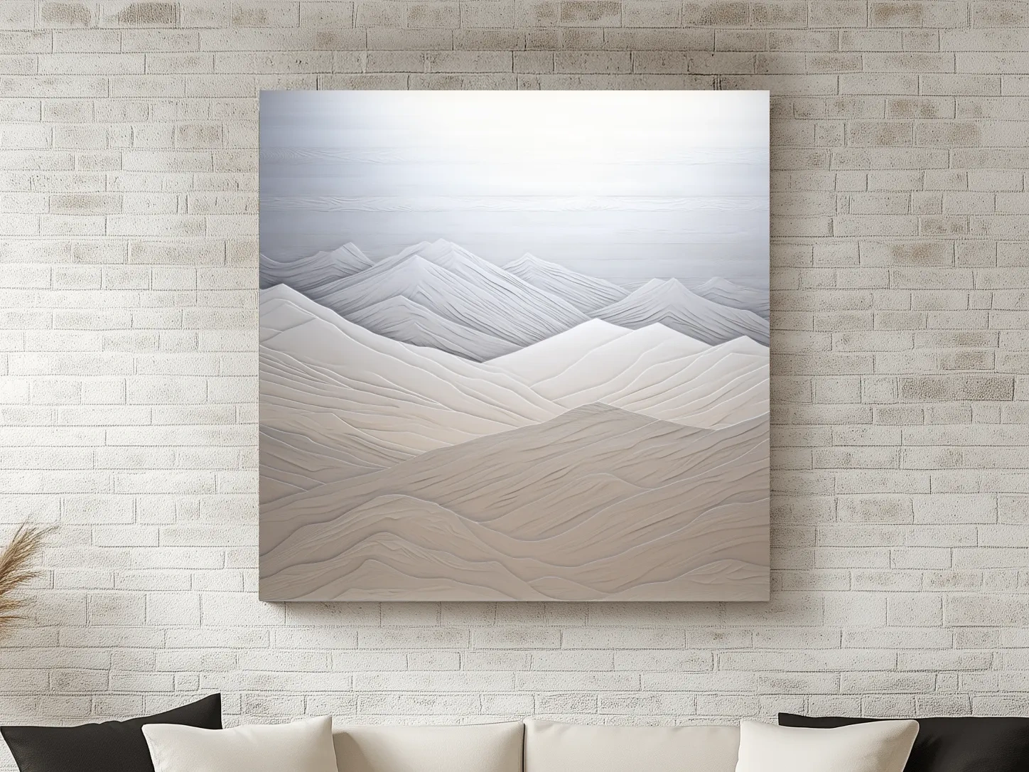 Minimalist Layered Mountain Relief Landscape - Monochrome Artwork