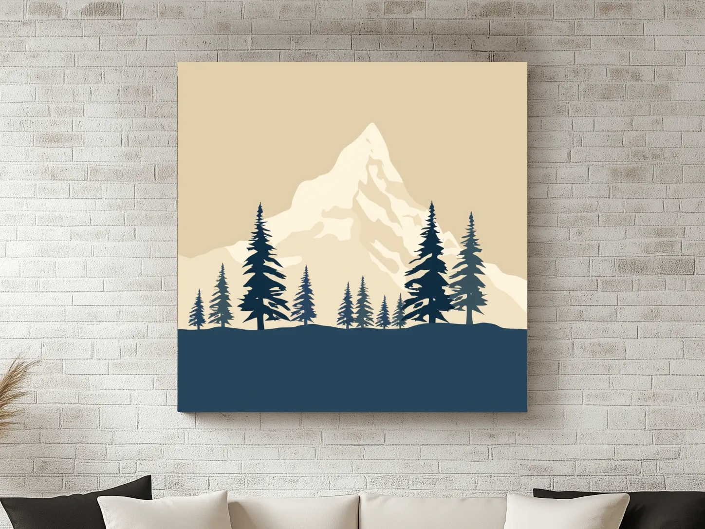Minimalist Rustic Alpine Mountain Silhouette - Scandinavian Pine Forest Landscape Wall Art