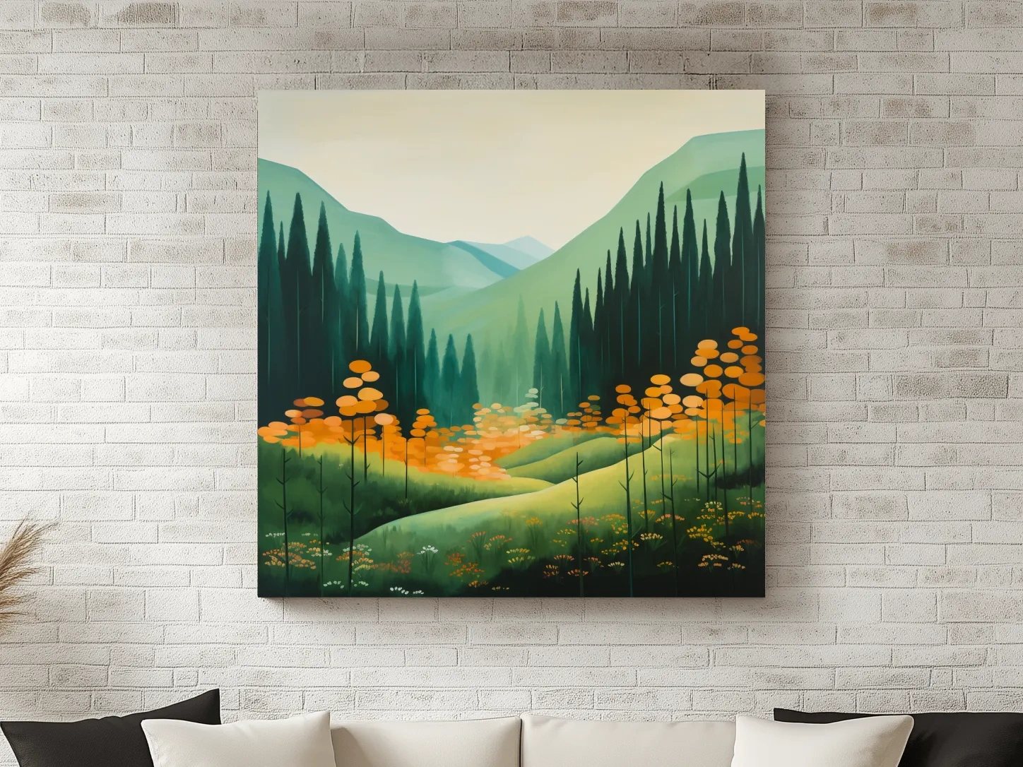 Serene Alpine Valley Pine Forest - Autumn Mountain Landscape Wall Art