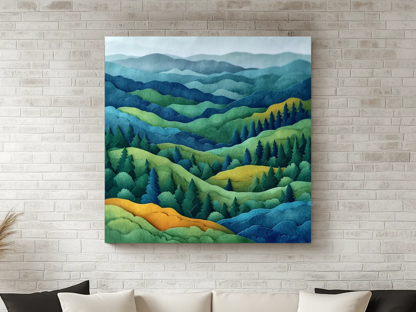 Layered Papercut Mountain Forest Landscape - 3D Effect Wall Art