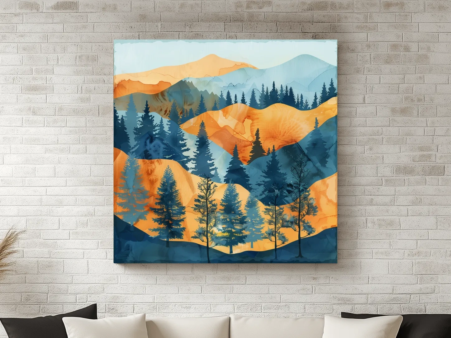 Abstract Alpine Mountain Forest Landscape - Modern Watercolor Style Wall Art