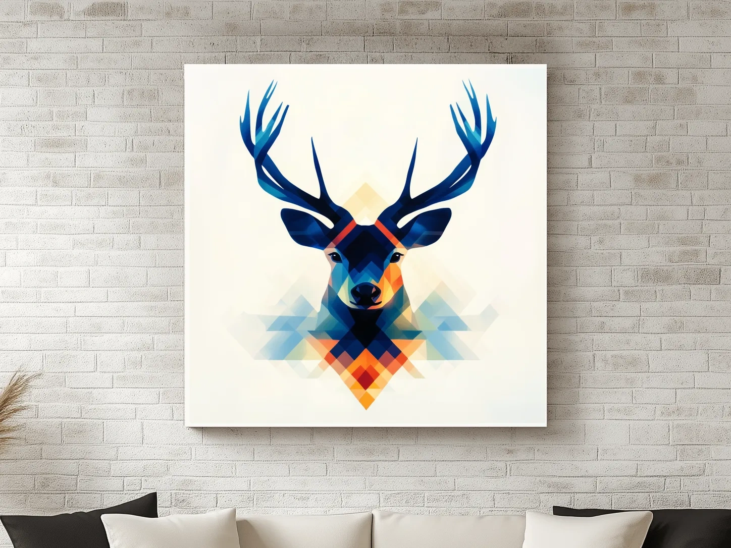Geometric Stag Head Illustration - Colorful Abstract Wildlife Wall Art