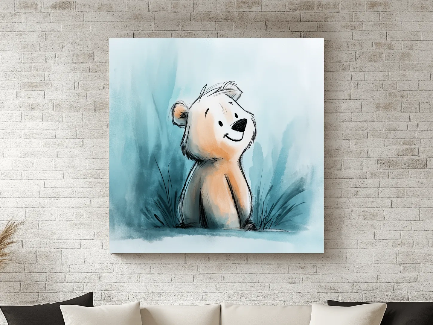 Cute Watercolor Bear Cub Illustration - Whimsical Nursery Animal Wall Art