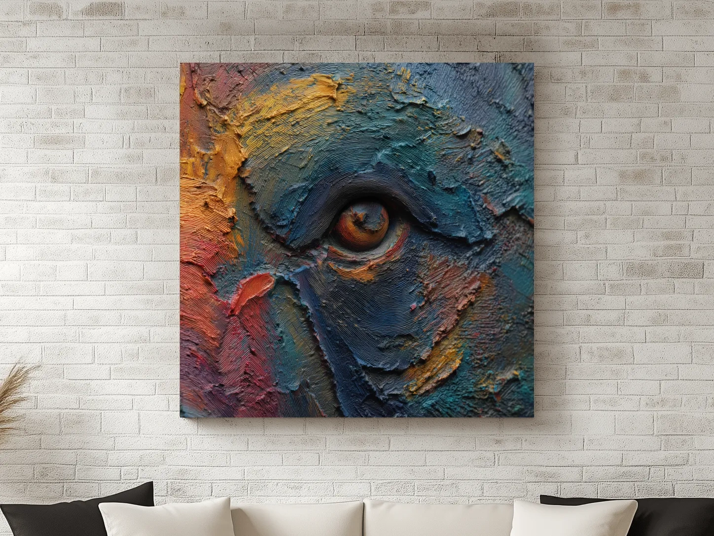 Abstract Bear Eye Impasto Style Artwork - Bold Colorful Wildlife Wall Art