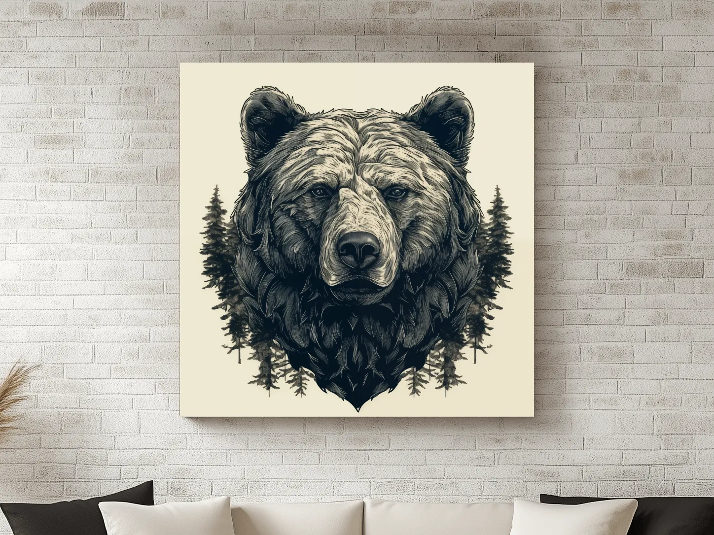 Grizzly Bear Portrait Illustration Artwork - Vintage Wilderness Forest Wall Art