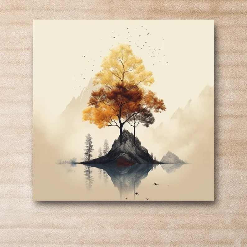 Minimal art, tree growing from rock