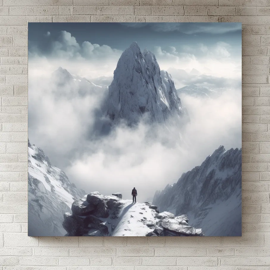 Epic Snowy Mountain Peak Above Clouds - Cinematic Alpine Landscape Wall Art