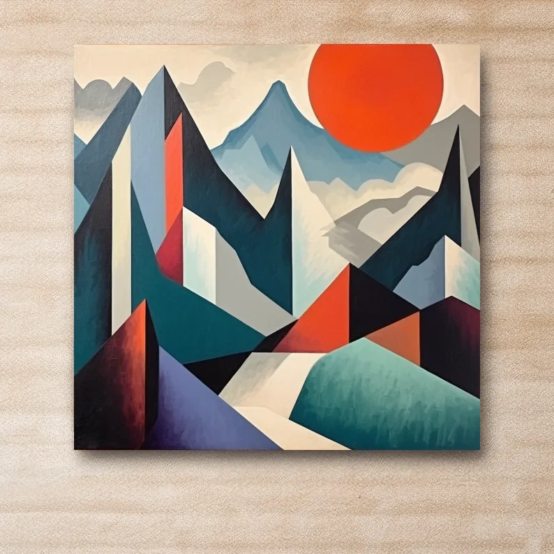 Abstract suprematism mountain painting