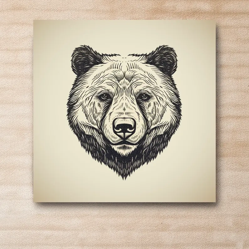 Simple minimal illustration of a bear head