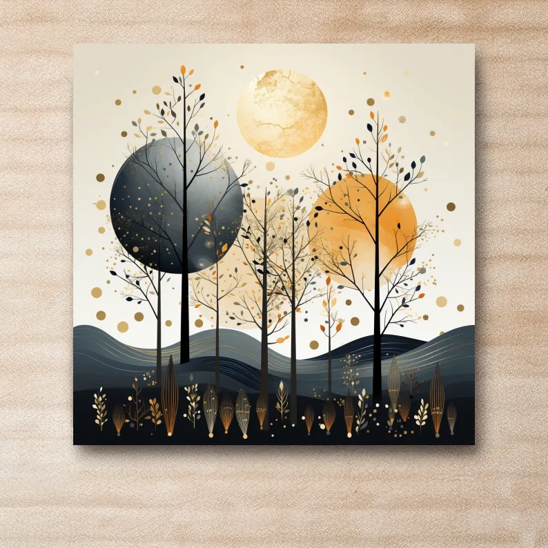 Chic Boho Tree Forest Landscape - Surreal Modern Wall Art