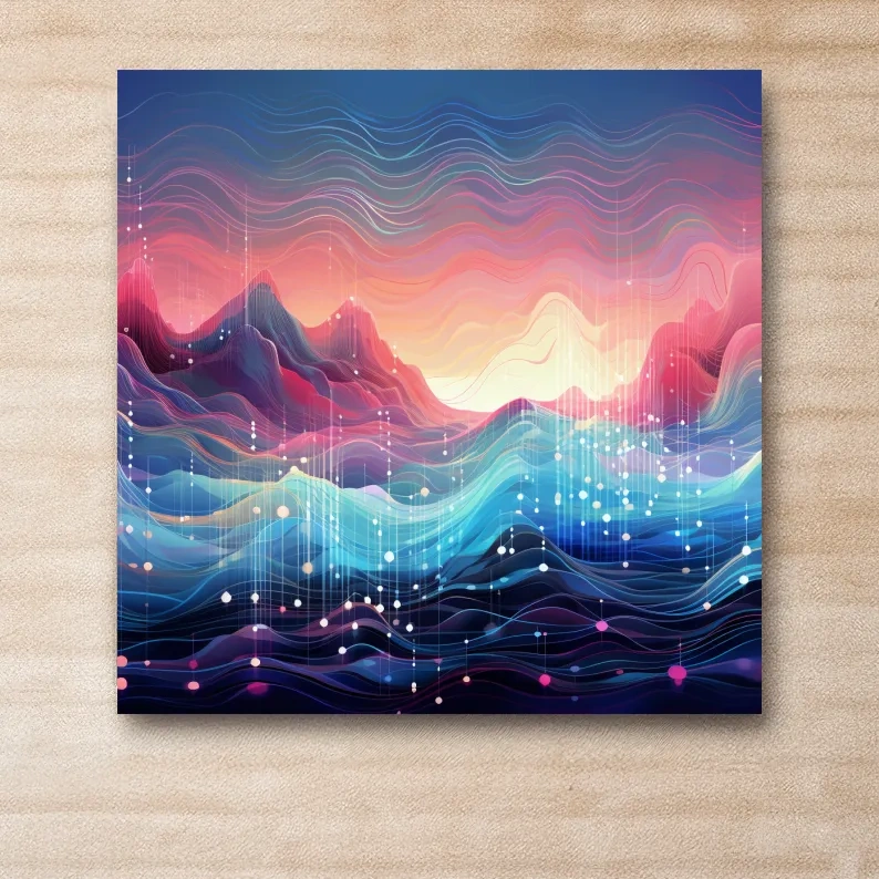 Funky colorful soundwave mountain patterns