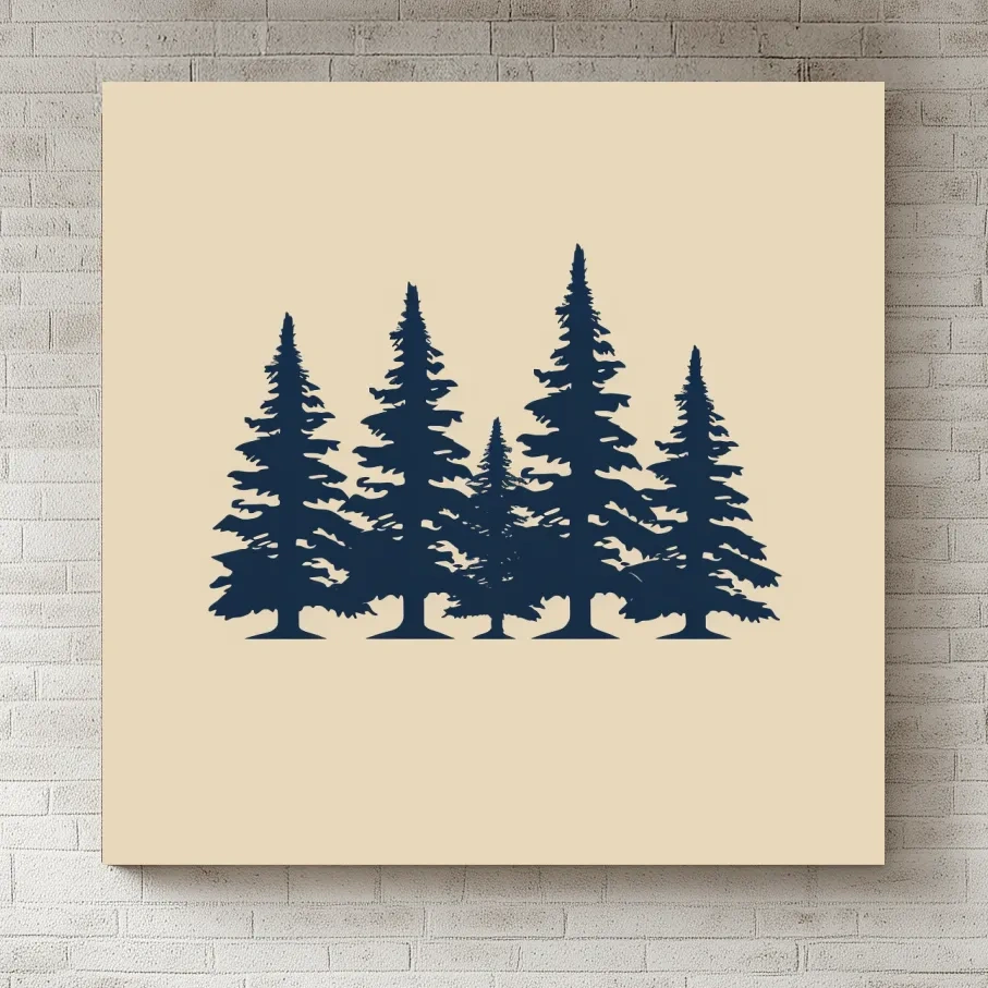 Minimalist Evergreen Pine Tree Silhouettes - Scandinavian Forest Wall Art