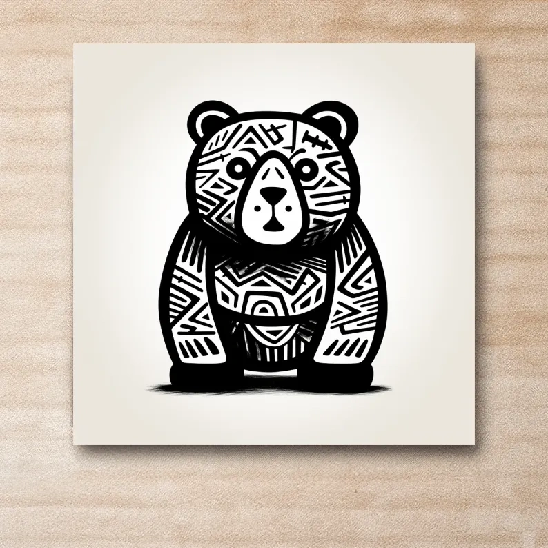 A cartoon bear, quirky doodle art illustration