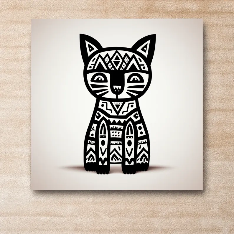 Outline of a quirky cartoon cat, minimal doodle art illustration