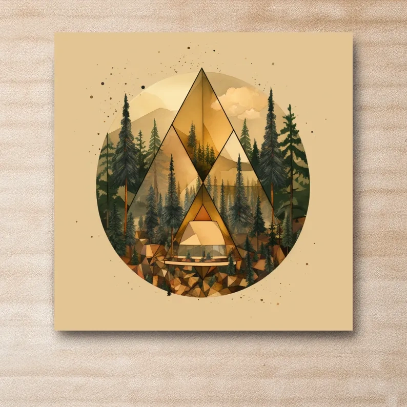 Cabin in the forest, elegant rustic wall art