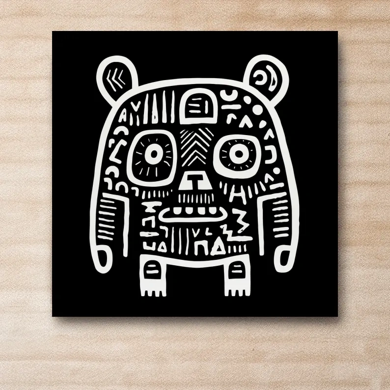 Bear artwork, quirky doodle style illustration