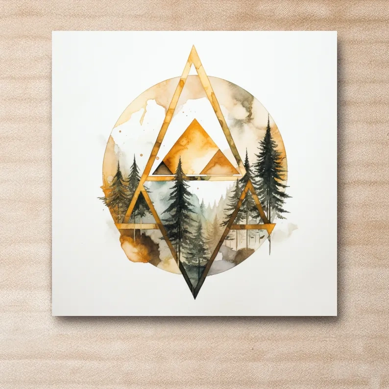 Rustic elegant abstract golden forest art