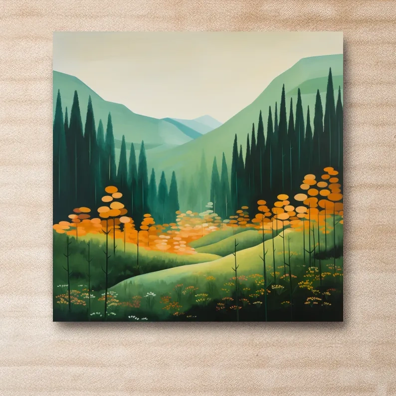 Storybook illustration, flowers in the alpine meadows