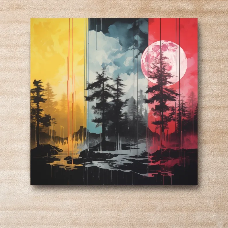 Surreal moonlit forest artwork illustration