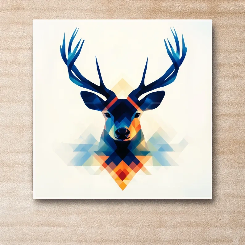 Colorful deer head illustration print wall art