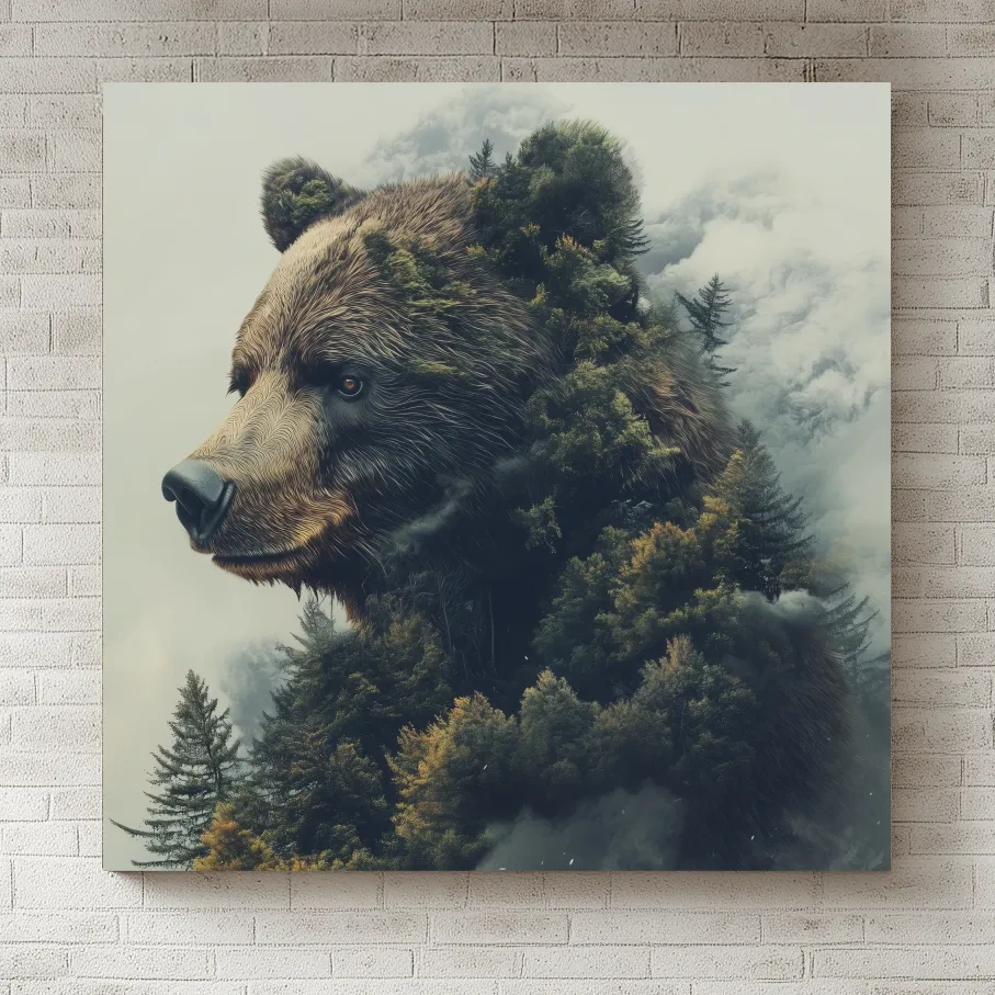 Surreal Grizzly Bear Forest - Wildlife Nature Wall Art