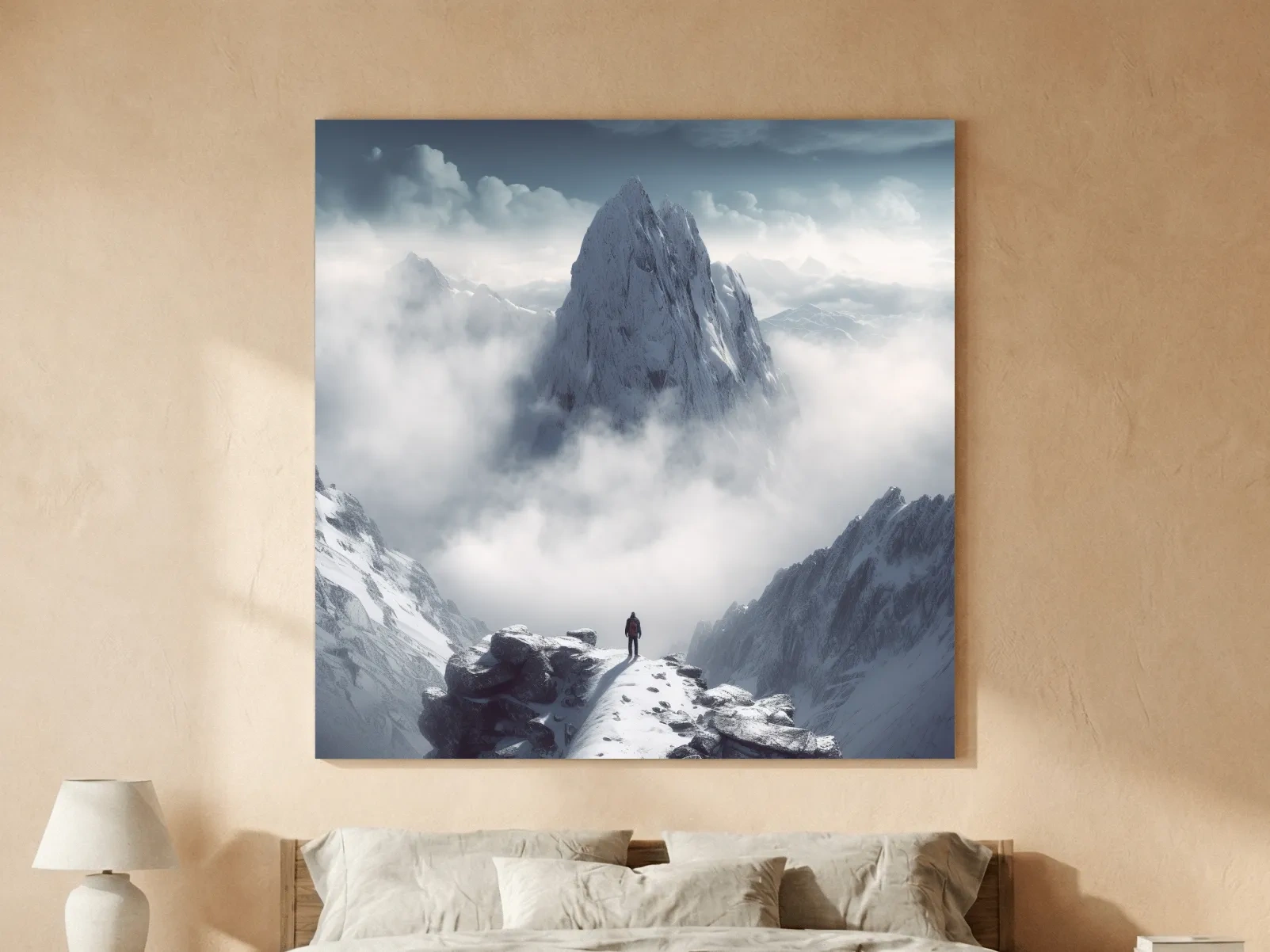 Epic Snowy Mountain Peak Above Clouds - Cinematic Alpine Landscape Wall Art