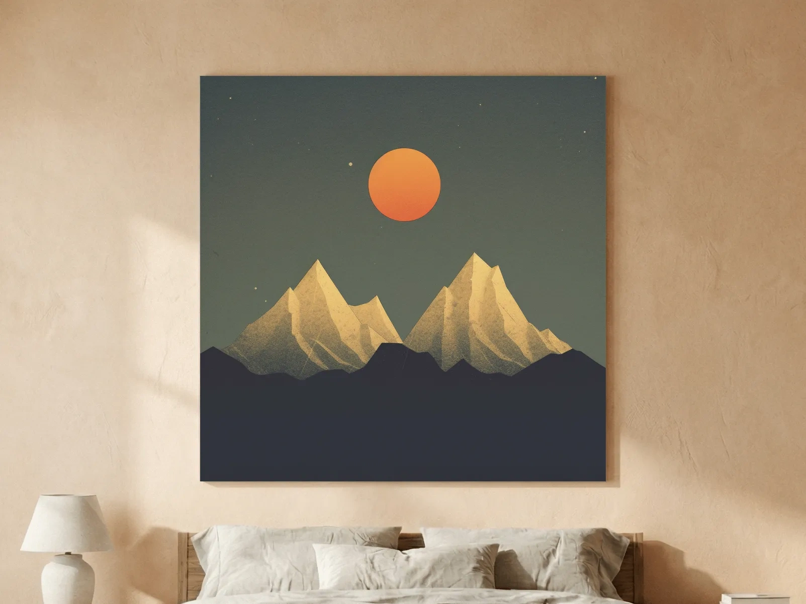 Minimalist Alpine Mountain Sunset - Mid Century Landscape Wall Art