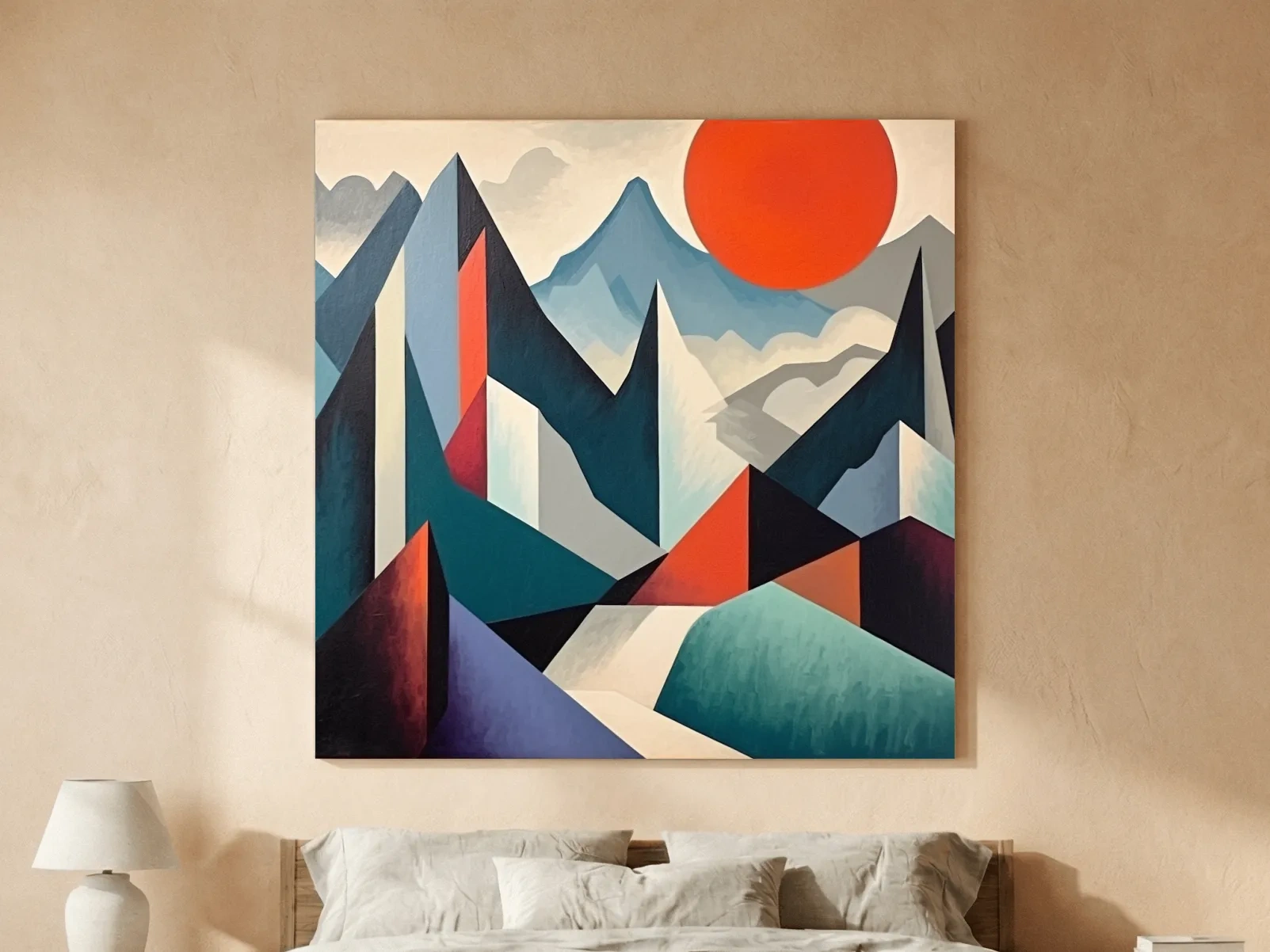 Abstract suprematism mountain painting