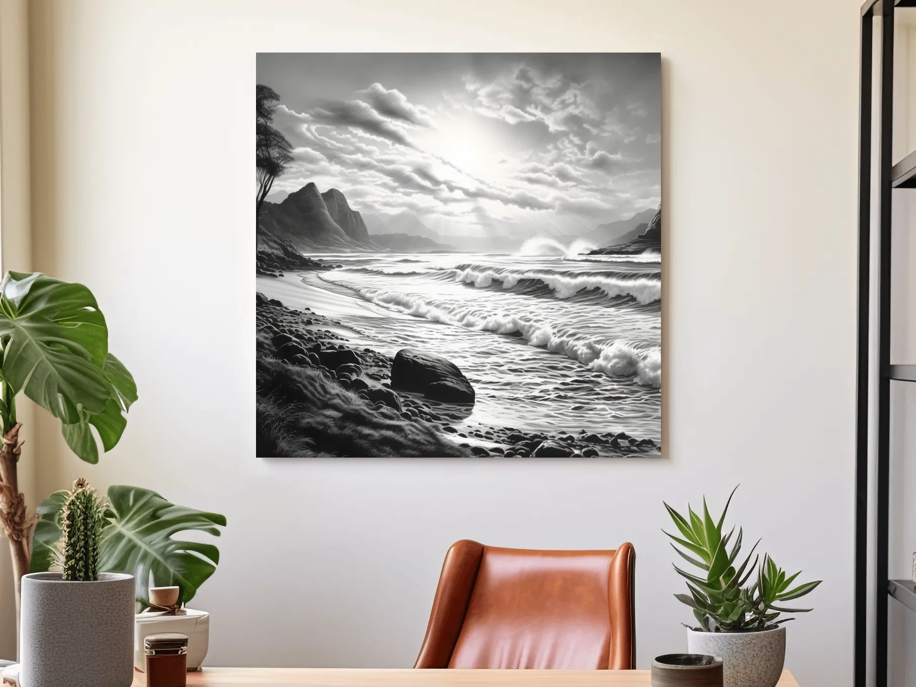 Black And White Ocean Waves Photography - Dramatic Coastal Landscape Wall Art