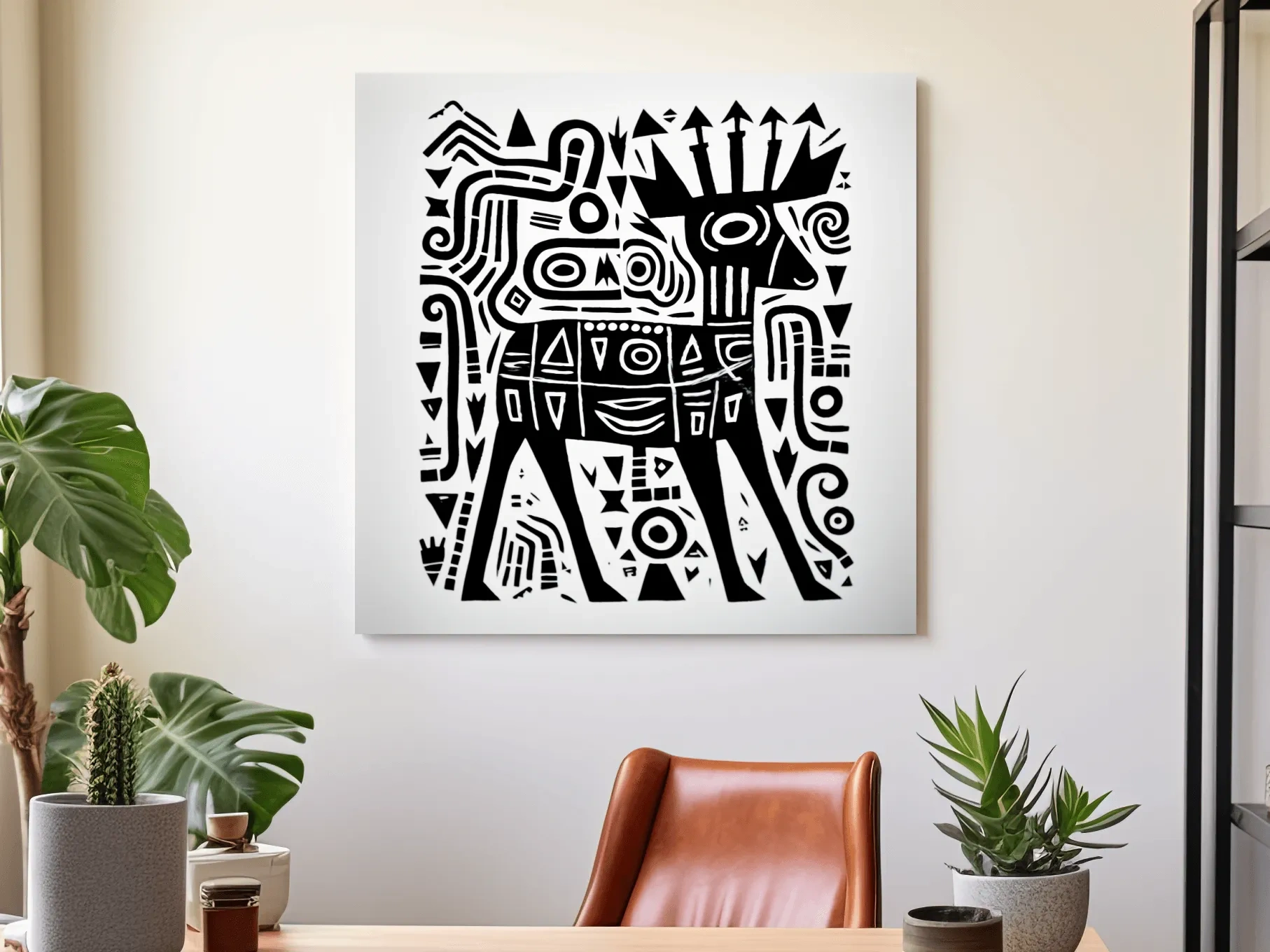 Tribal style quirky deer doodle illustration art